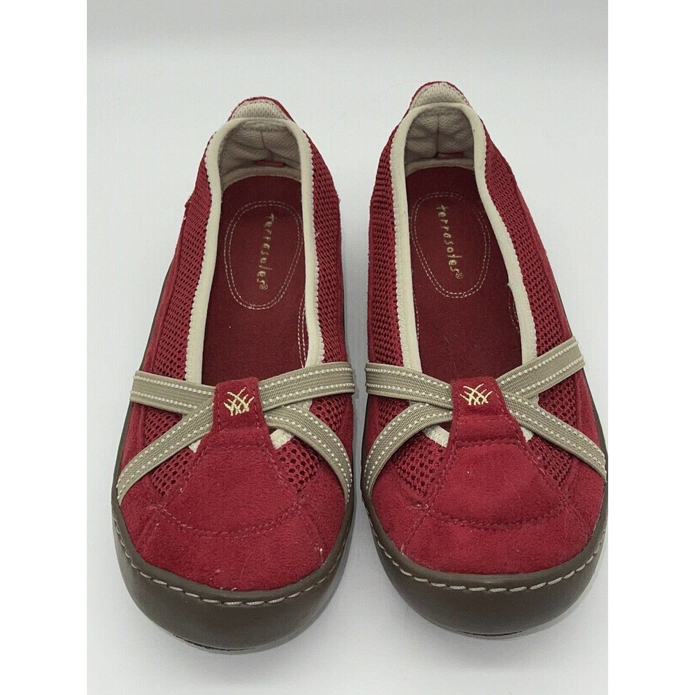Terrasoles Red Echo Slip-On Crossband‎ Loafer Flats w/ Rem. Inserts W Size 8